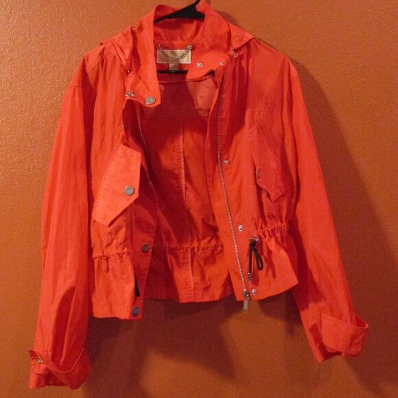 MICHAEL Michael Kors Woman Medium Red Full Zip Pockets Hooded Jacket - Picture 5 of 10